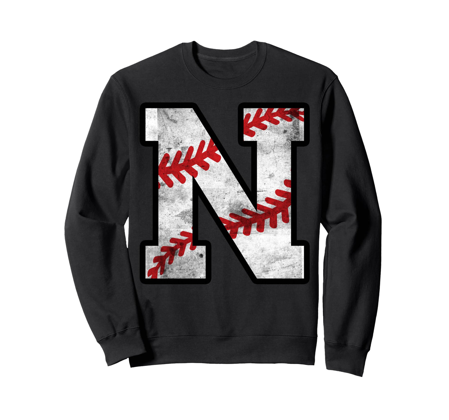 Distressed Baseball Letter N Sweatshirt - Novelty Apparel Unisex - T-Shirt, Sweatshirt, Hoodie