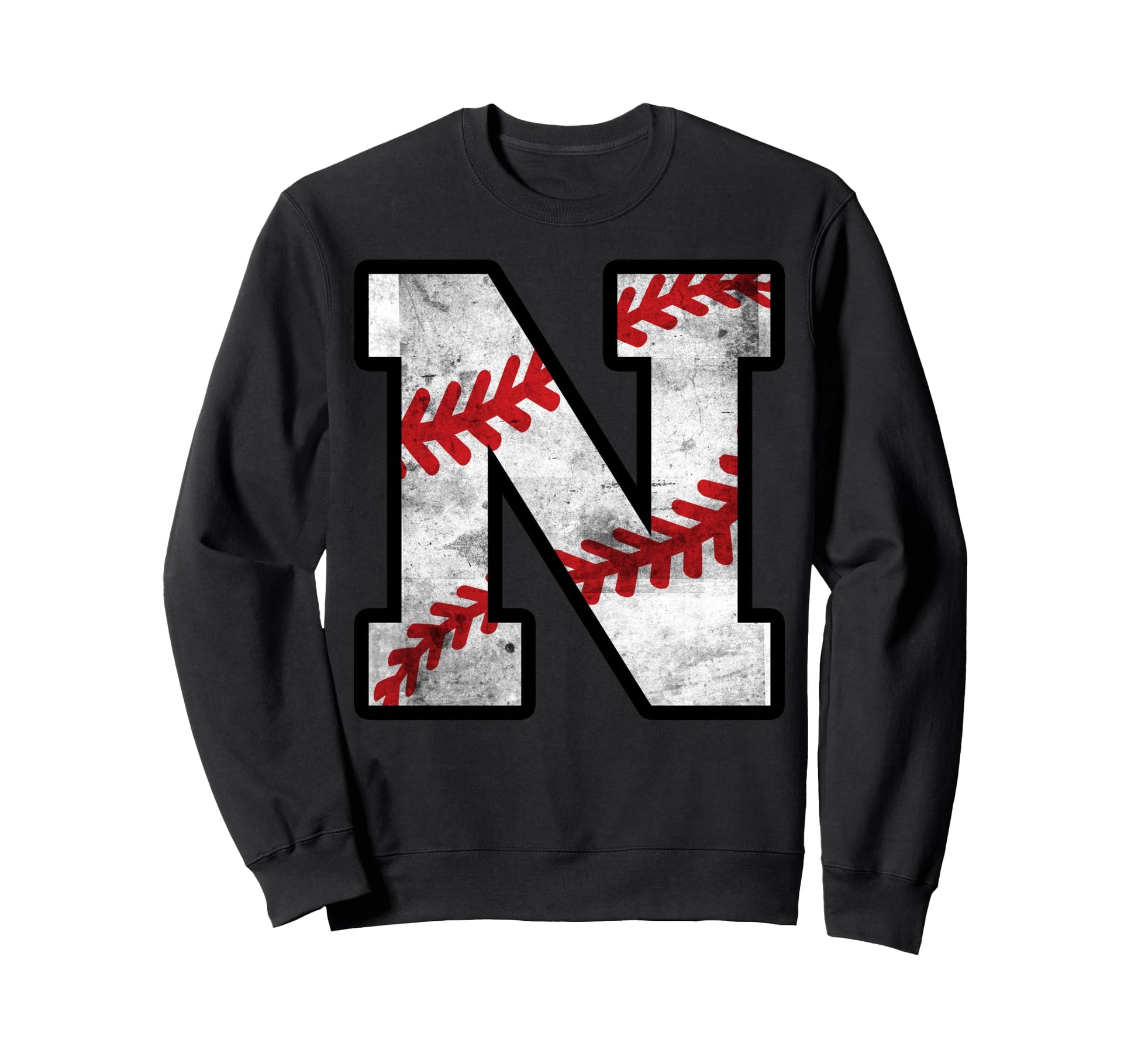 Distressed Baseball Letter N Sweatshirt - Novelty Apparel Unisex - T-Shirt, Sweatshirt, Hoodie