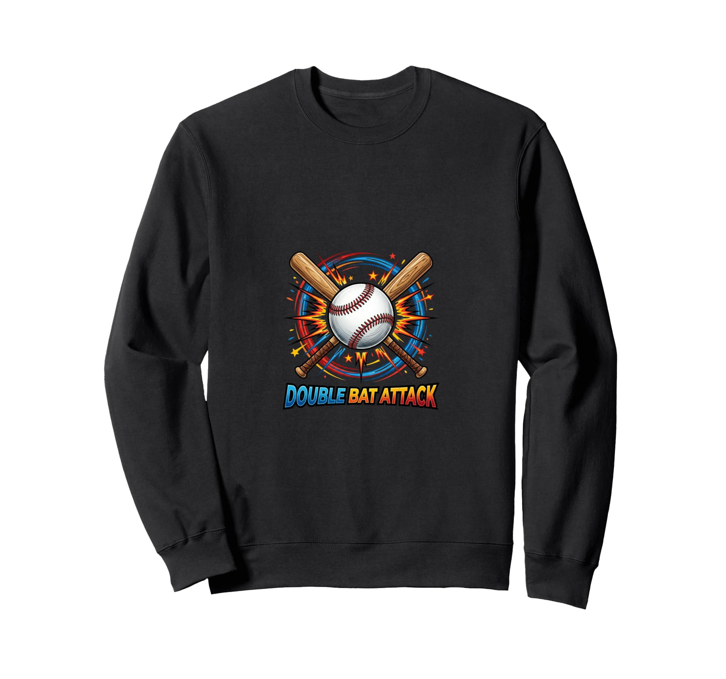 Double Bat Attack Baseball Power Sweatshirt - Fun Novelty Design Men Women - T-Shirt, Sweatshirt, Hoodie