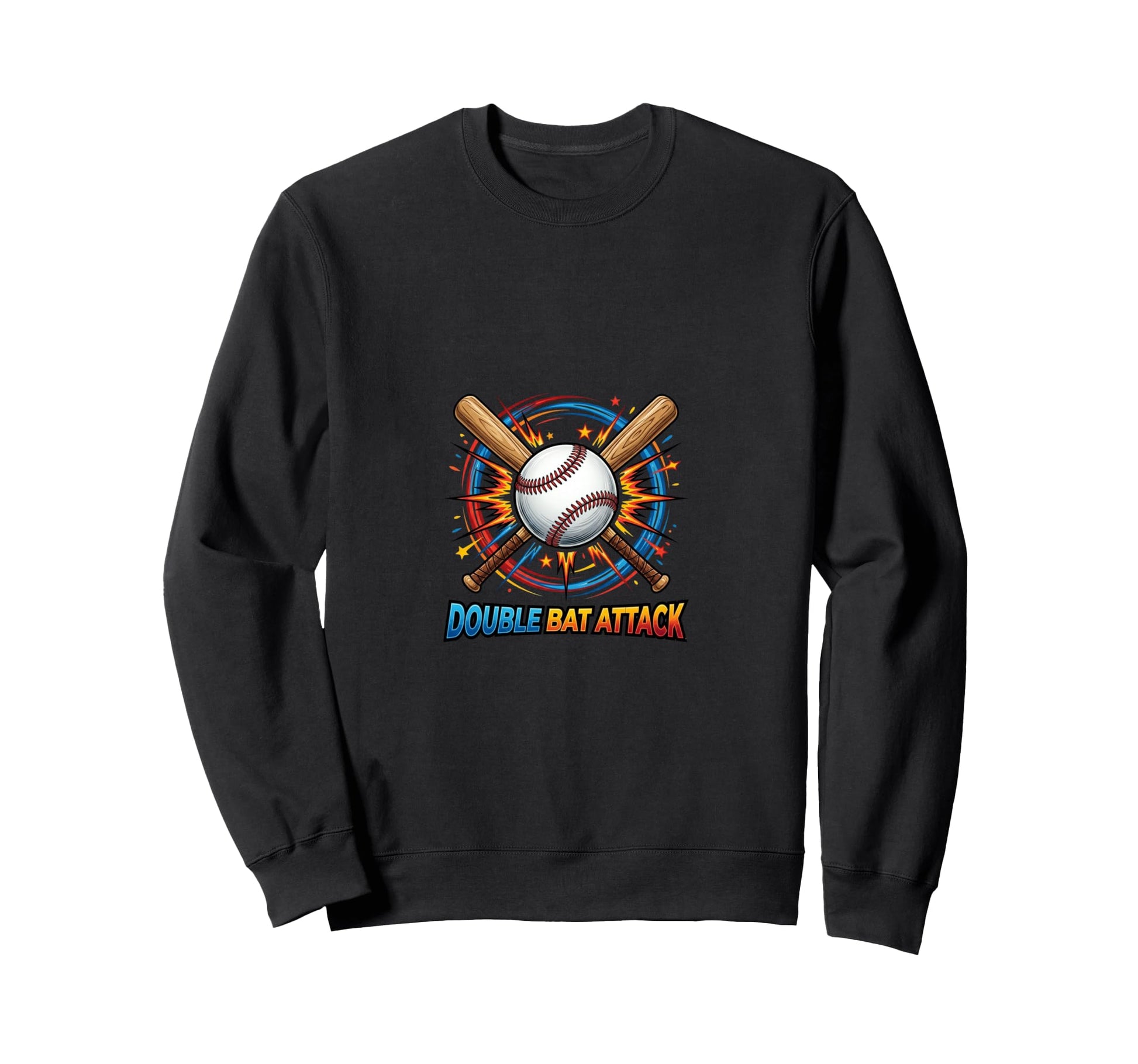 Double Bat Attack Baseball Power Sweatshirt - Fun Novelty Design Men Women - T-Shirt, Sweatshirt, Hoodie