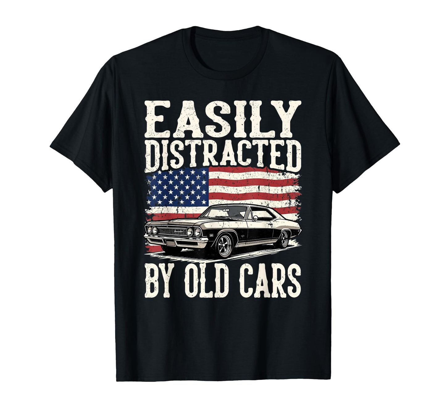 Easily Distracted Old Cars Car Guy T-Shirt - Custom Art Print for Adults - T-Shirt, Sweatshirt, Hoodie