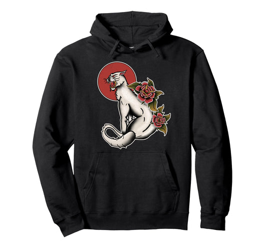 American Traditional Albino Panther Tattoo Hoodie - Novelty Apparel Unisex - T-Shirt, Sweatshirt, Hoodie