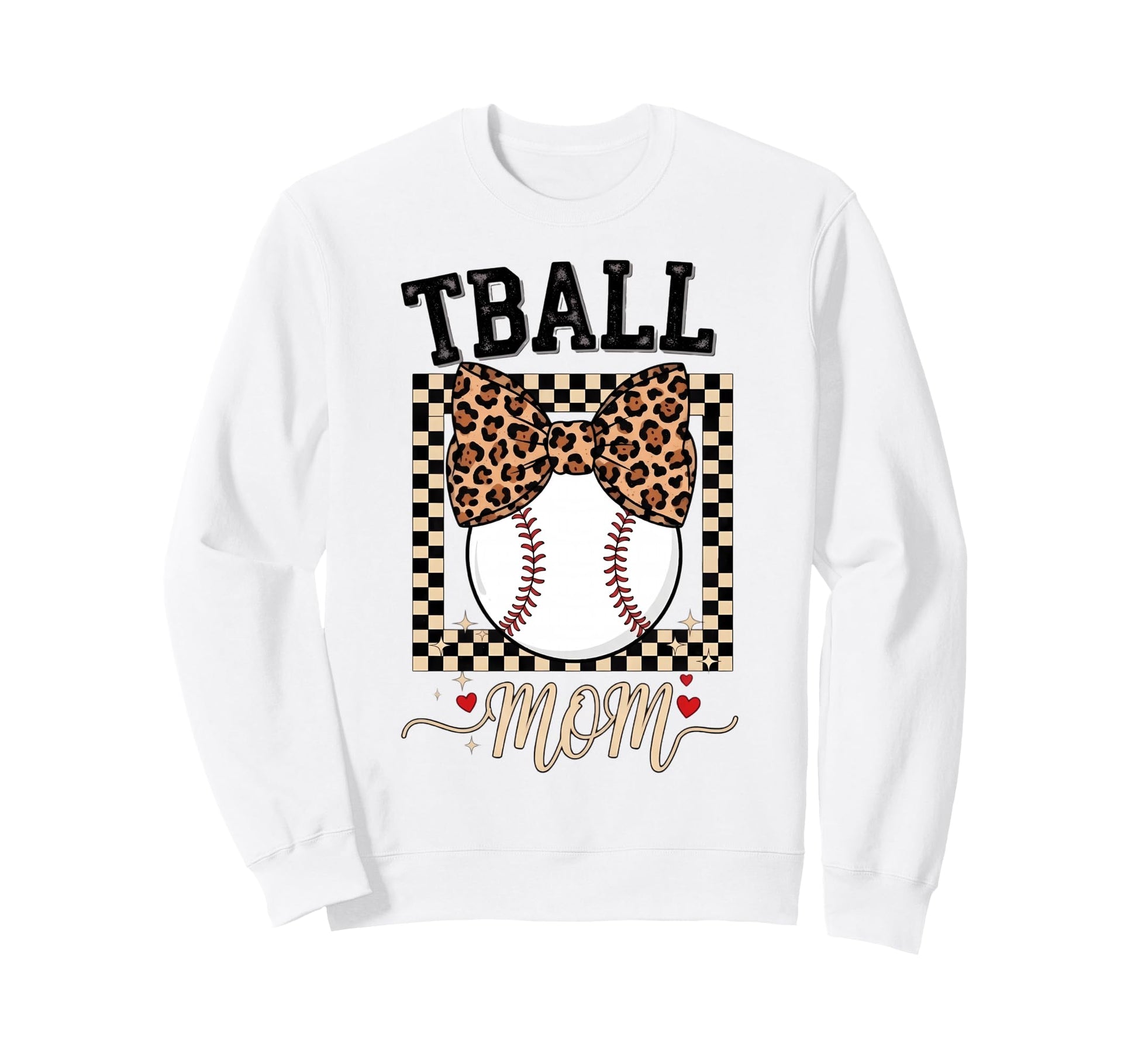 Tball Mom Leopard Bow Baseball Sweatshirt - Casual Everyday Wear Unisex - T-Shirt, Sweatshirt, Hoodie