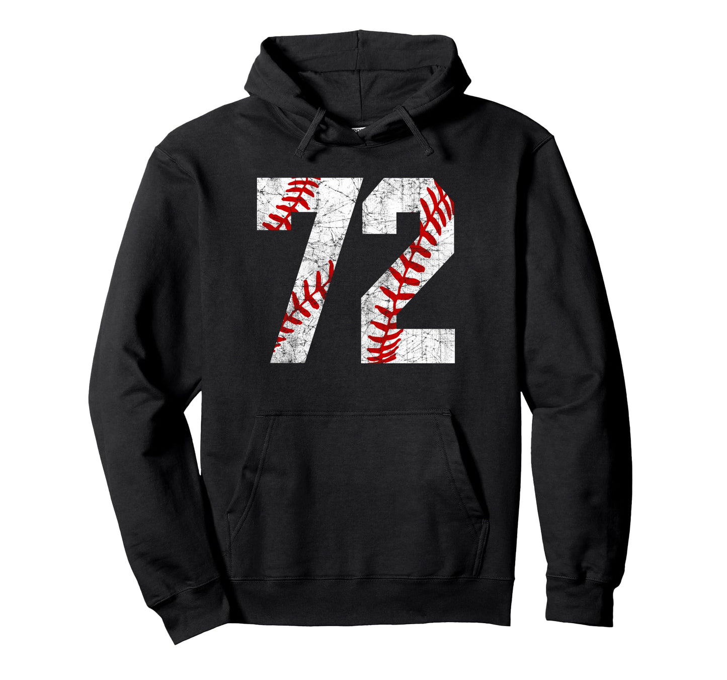 Distressed Baseball Number 72 Jersey Hoodie - Unique Graphic Unisex - T-Shirt, Sweatshirt, Hoodie