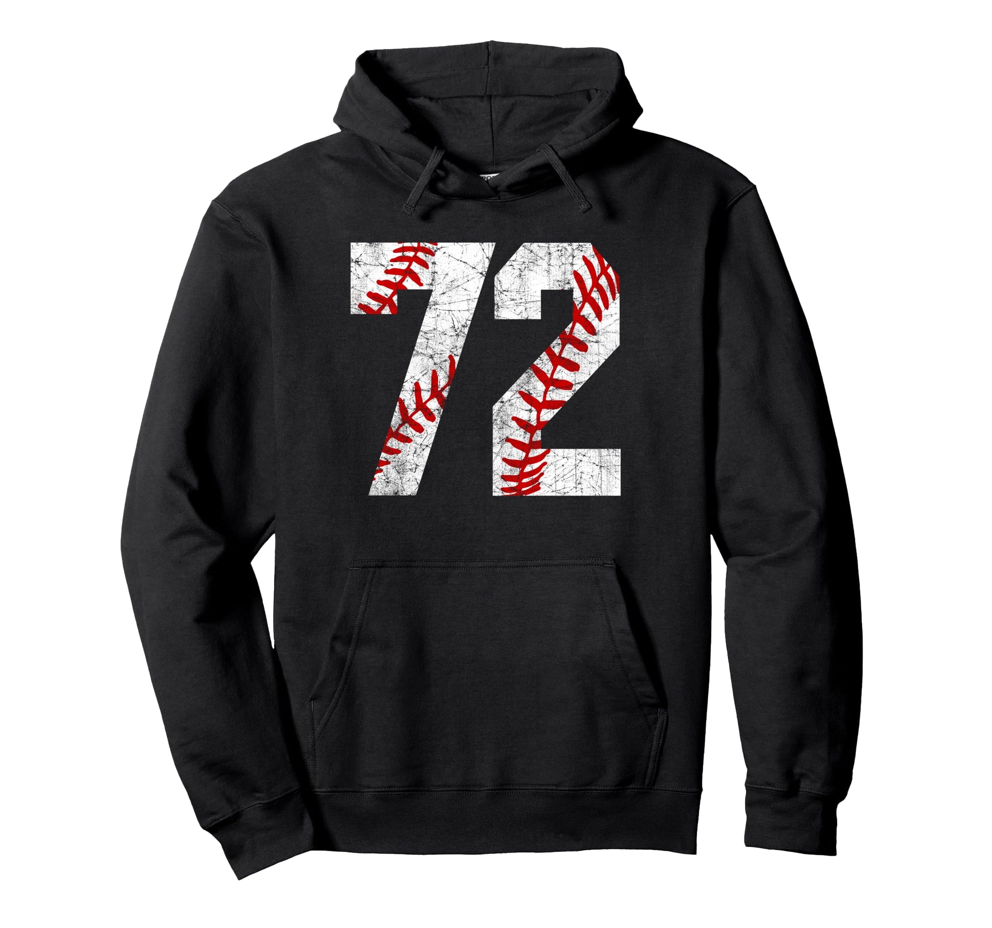 Distressed Baseball Number 72 Jersey Hoodie - Unique Graphic Unisex - T-Shirt, Sweatshirt, Hoodie