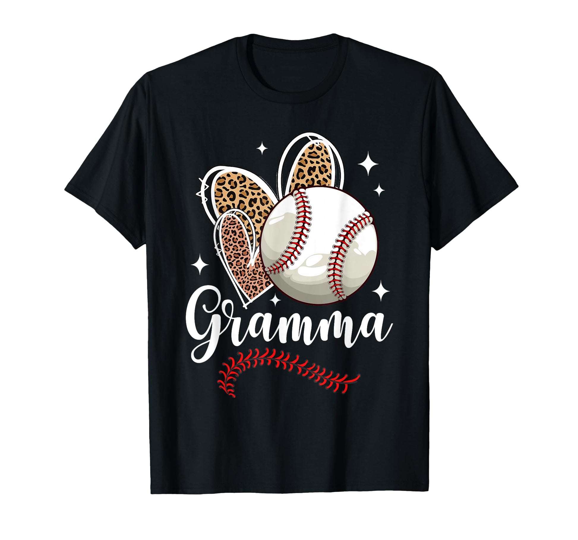 Baseball Gramma Funny Leopard Heart T-Shirt - Casual Everyday Wear Unisex - T-Shirt, Sweatshirt, Hoodie