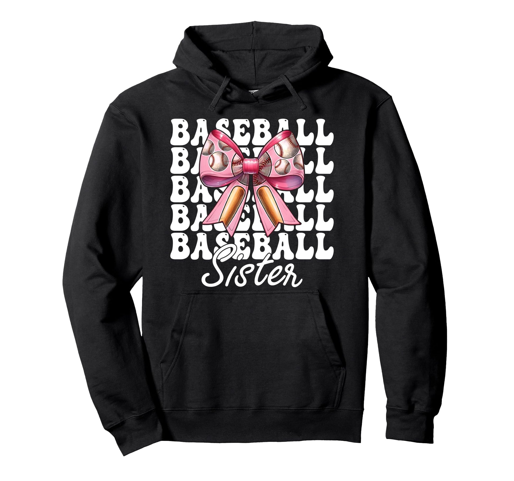 Baseball Sister Baseball Coquette Bow Hoodie - Graphic Print Men Women - T-Shirt, Sweatshirt, Hoodie
