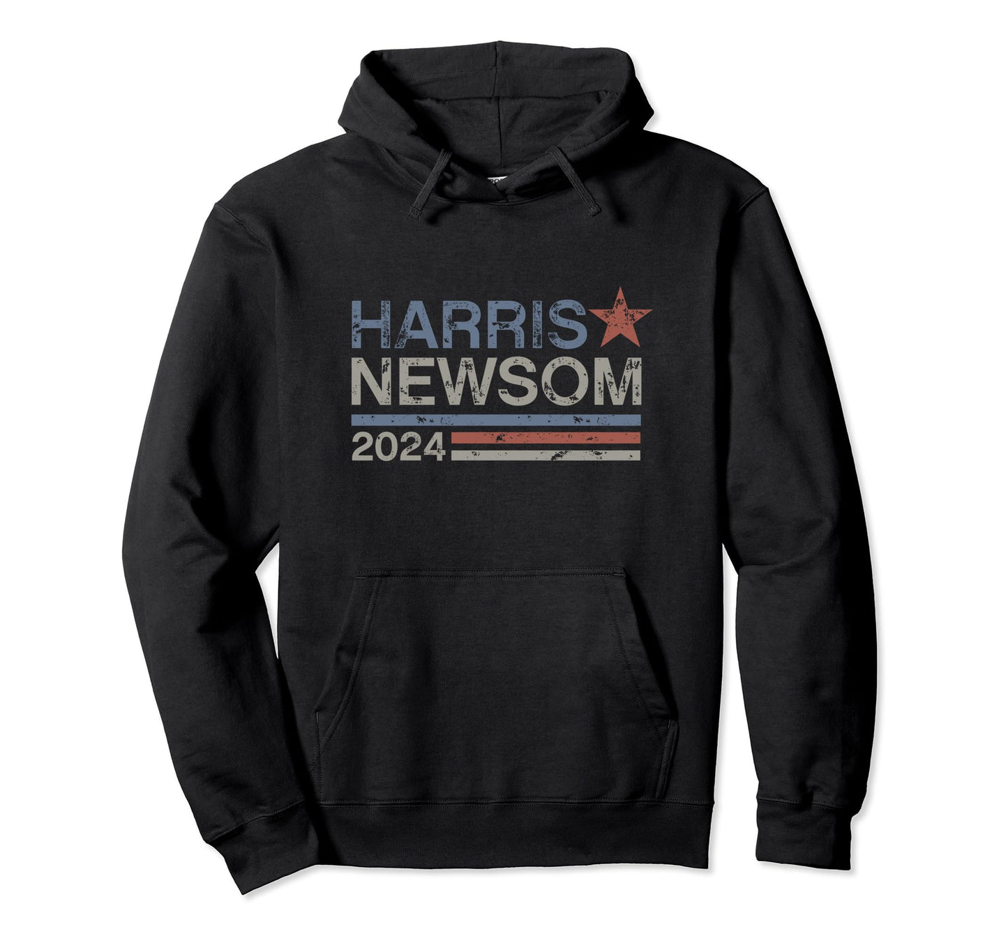 Harris Newsom 2024 Distressed Stripe Hoodie - Minimalist Print Men Women - T-Shirt, Sweatshirt, Hoodie
