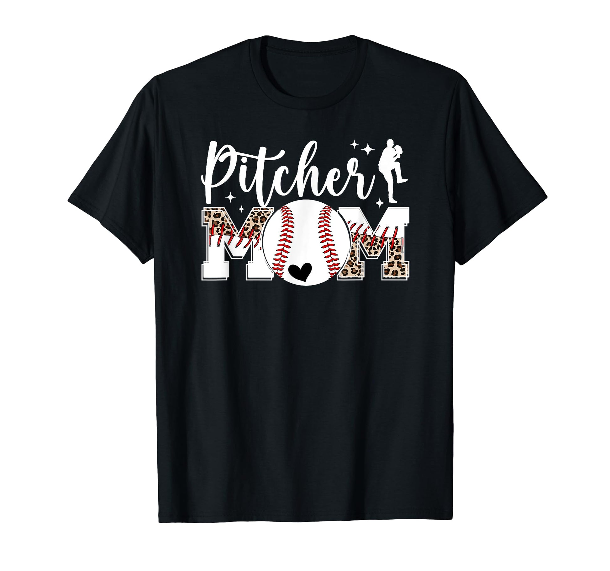 Baseball Pitcher Mom Leopard Mom Baseball T-Shirt - Unique Graphic Unisex - T-Shirt, Sweatshirt, Hoodie