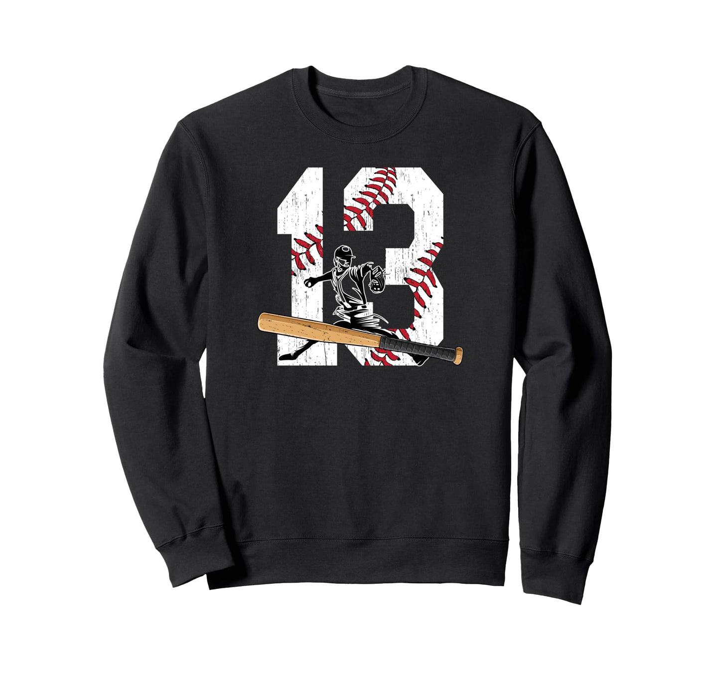 13Th Birthday Baseball Thirteen Sweatshirt - Casual Everyday Wear Unisex - T-Shirt, Sweatshirt, Hoodie