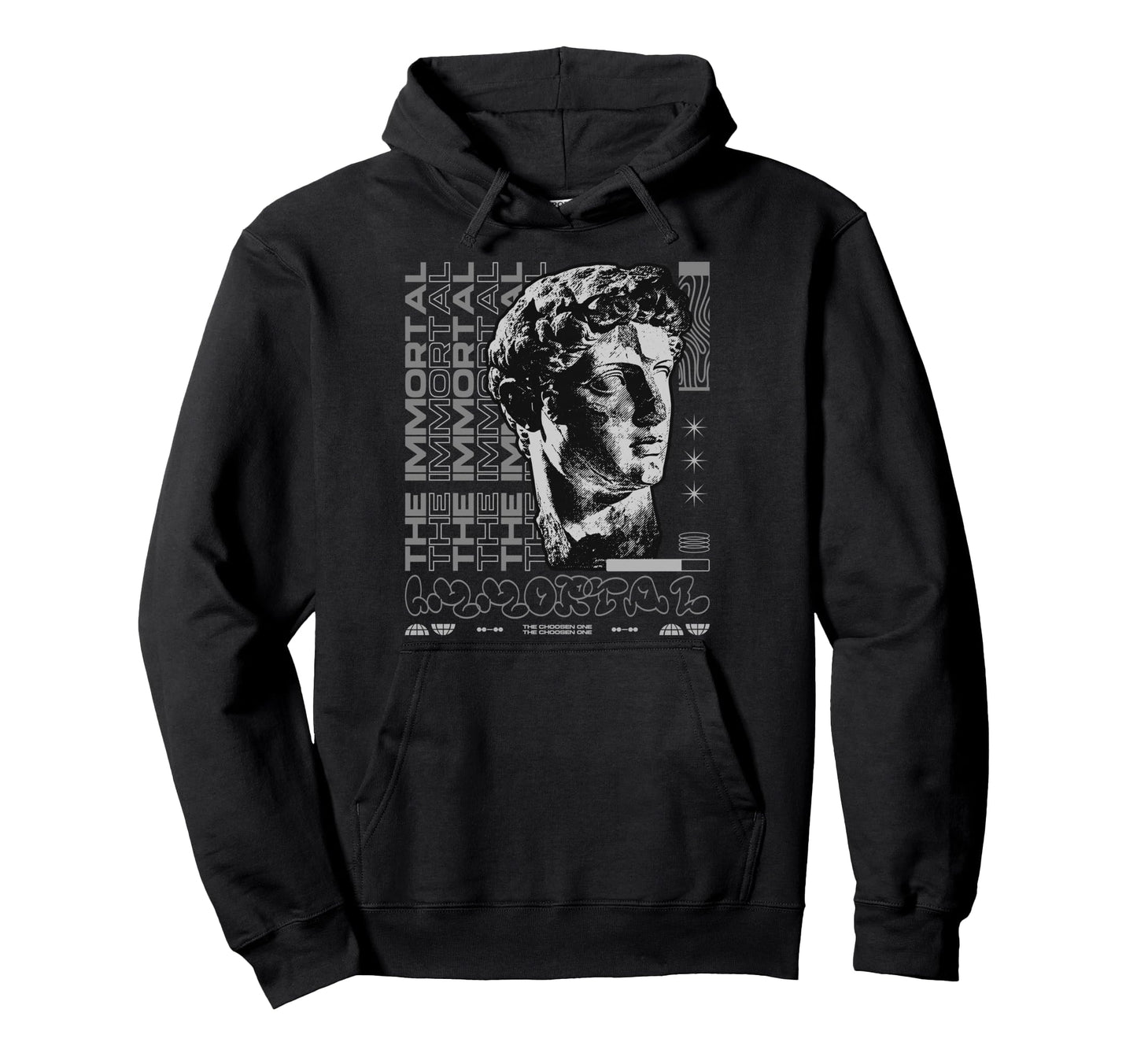 Y2K Immortal Bold Urban Graffiti Hoodie - Aesthetic Graphic Men Women - T-Shirt, Sweatshirt, Hoodie