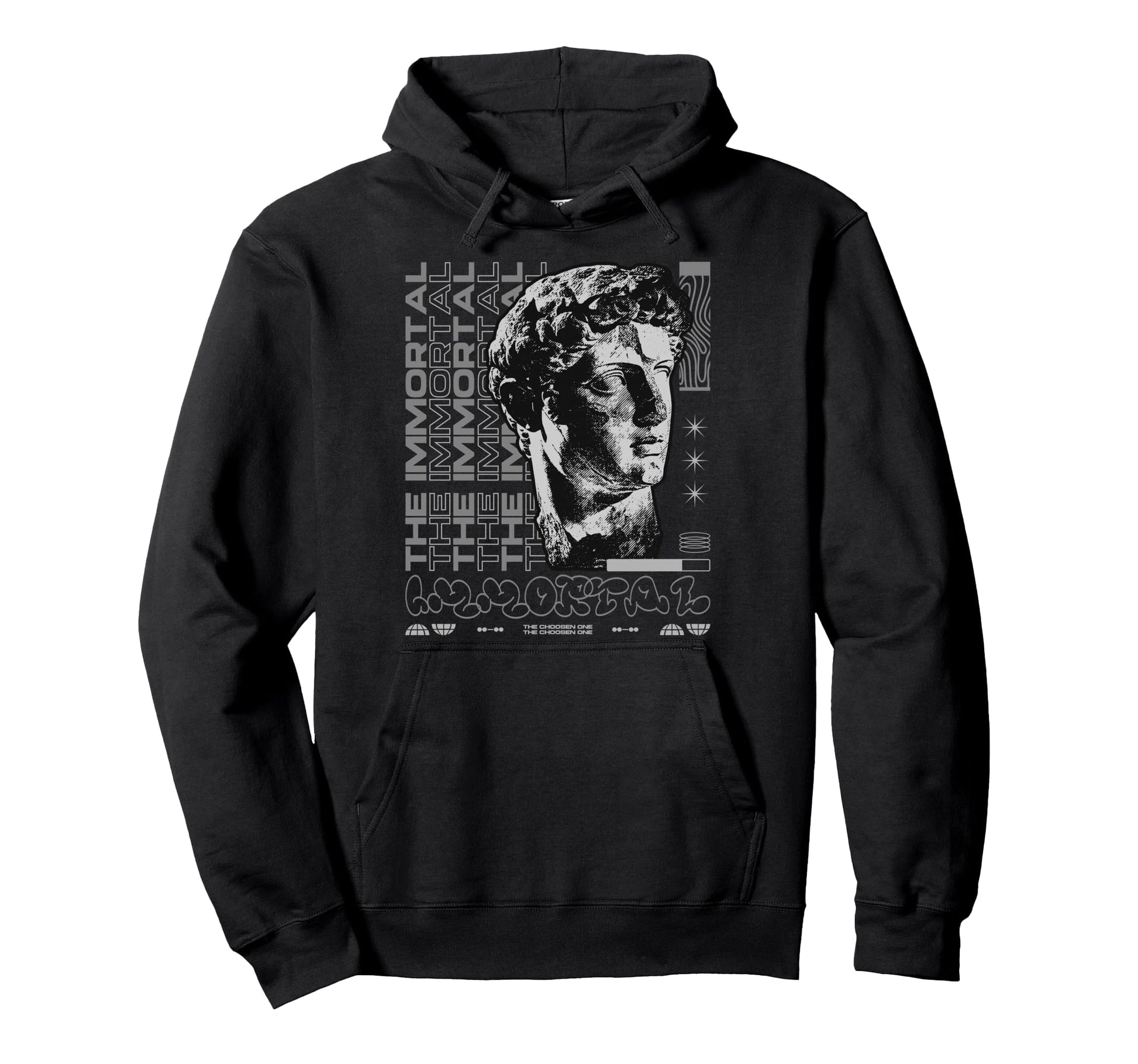 Y2K Immortal Bold Urban Graffiti Hoodie - Aesthetic Graphic Men Women - T-Shirt, Sweatshirt, Hoodie