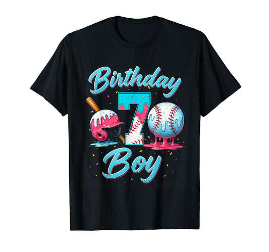 Baseball 7 Year Old Ice Cream Drip T-Shirt - Custom Art Print Men Women - T-Shirt, Sweatshirt, Hoodie