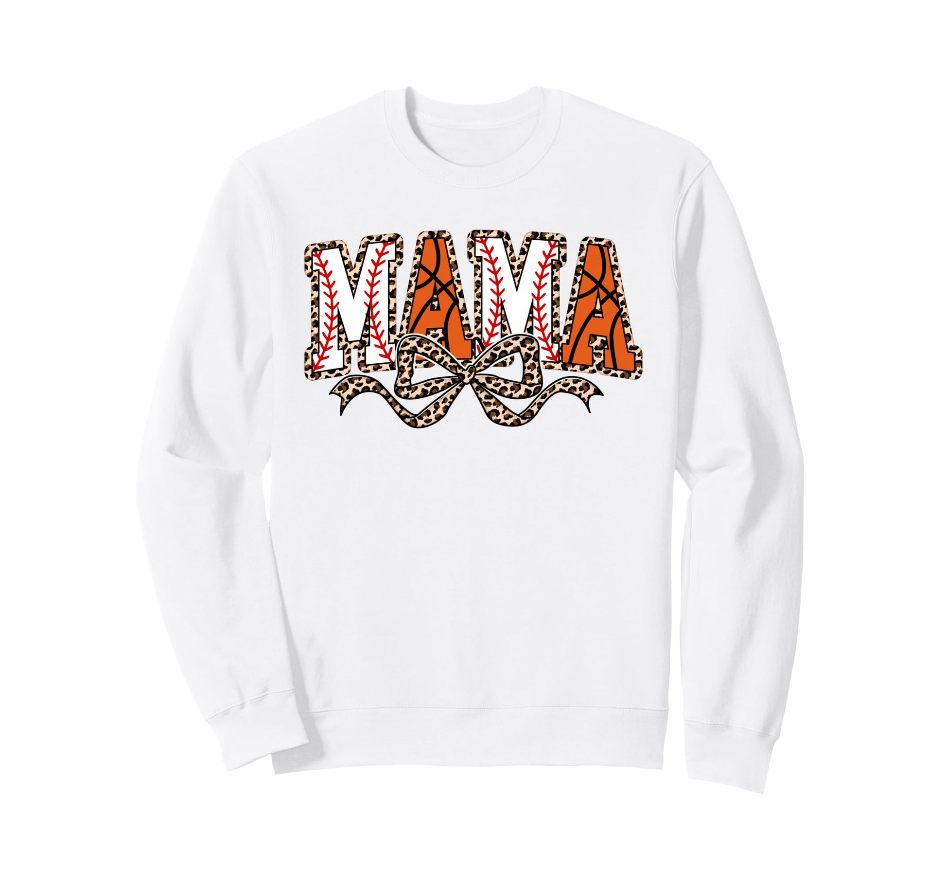 Leopard Baseball Basketball Mama Sweatshirt - Fun Novelty Design Men Women - T-Shirt, Sweatshirt, Hoodie