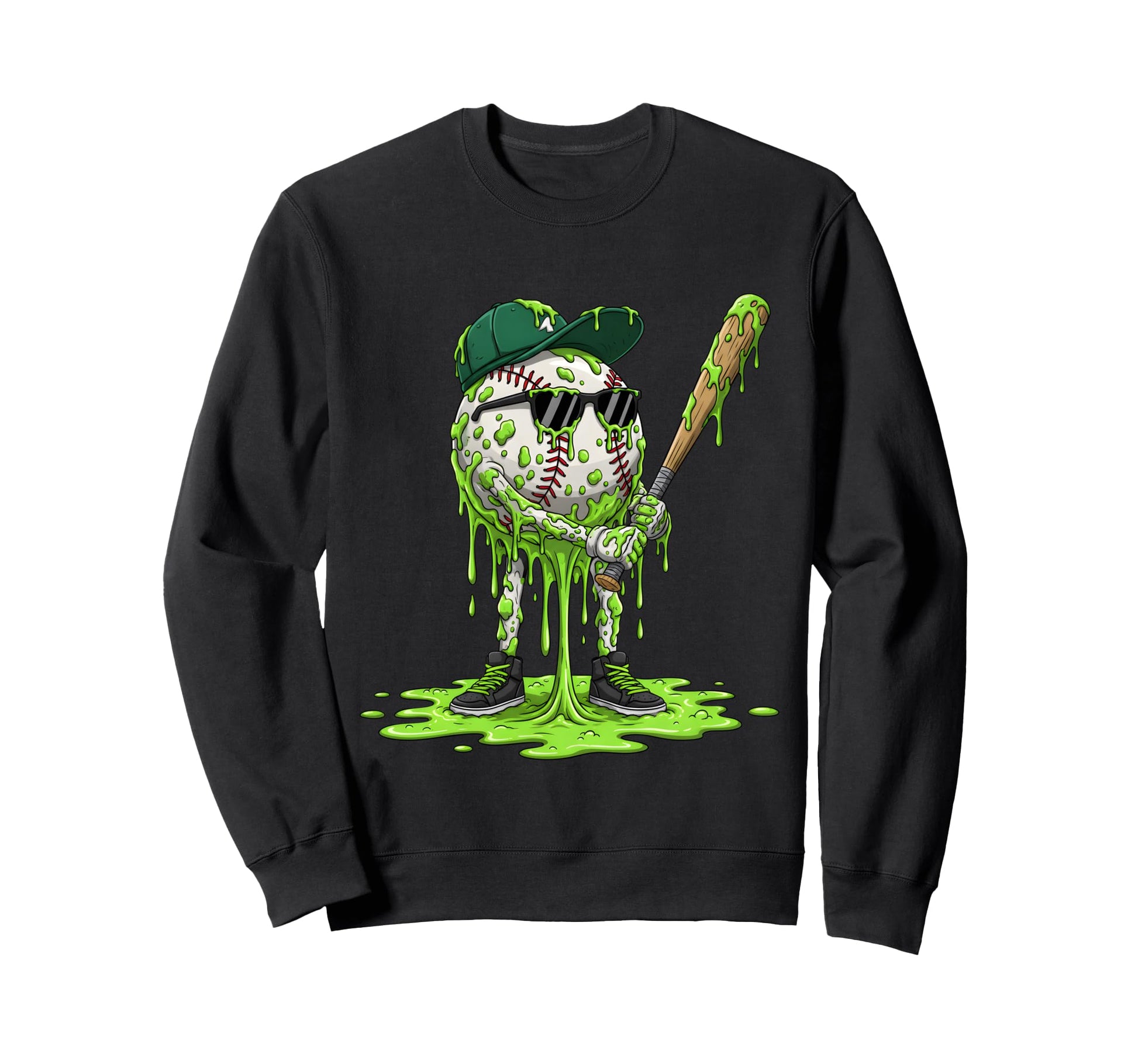 Slime Baseball Zombie Cartoon Sweatshirt - Custom Art Print for Adults - T-Shirt, Sweatshirt, Hoodie