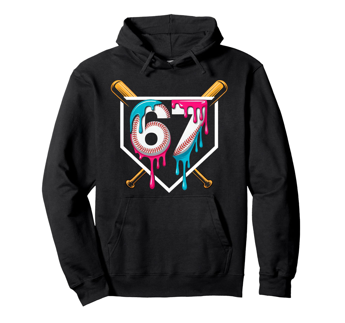 Baseball Ice Cream Drip Number 67 Hoodie - Custom Art Print Men Women - T-Shirt, Sweatshirt, Hoodie