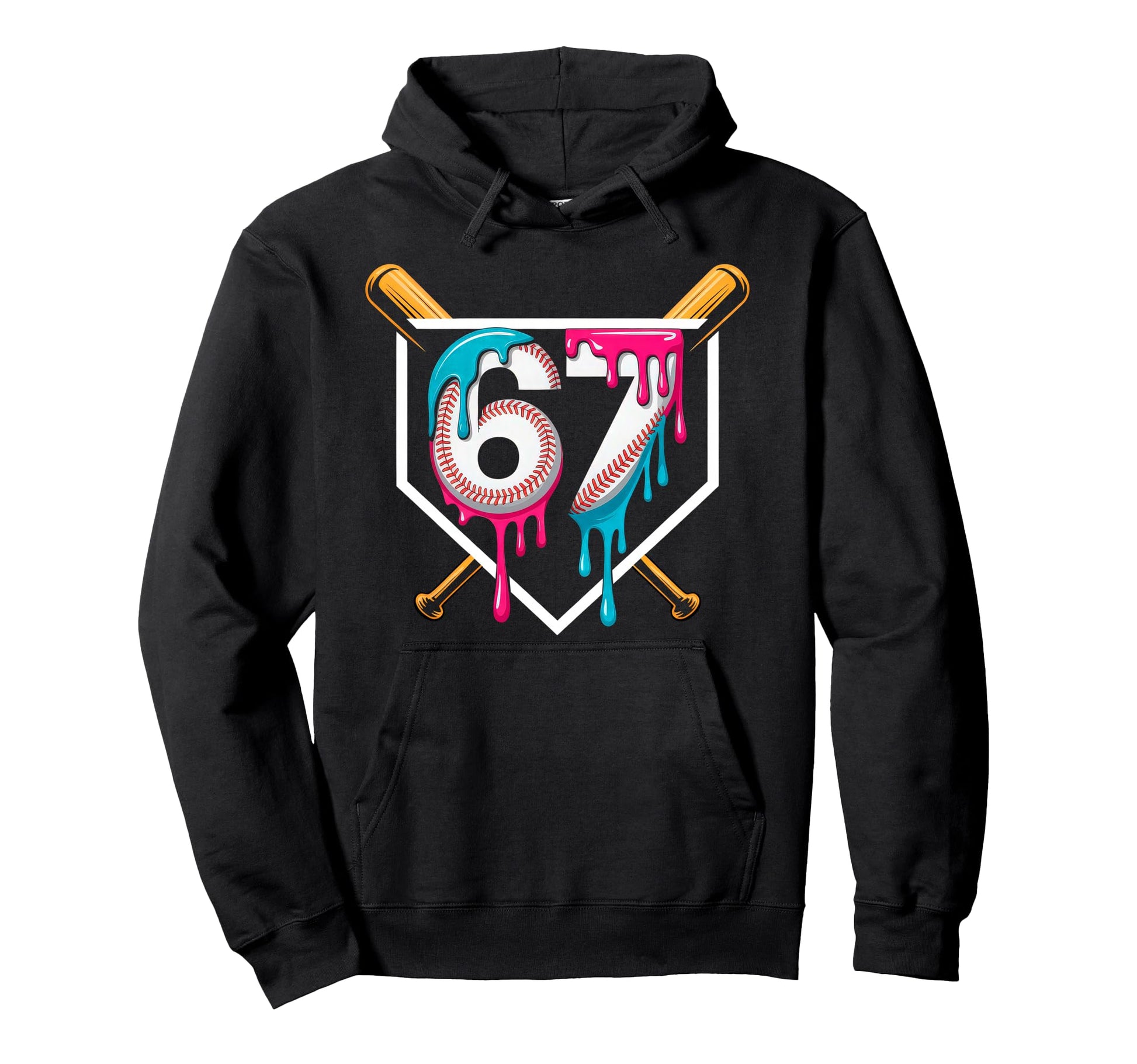 Baseball Ice Cream Drip Number 67 Hoodie - Custom Art Print Men Women - T-Shirt, Sweatshirt, Hoodie