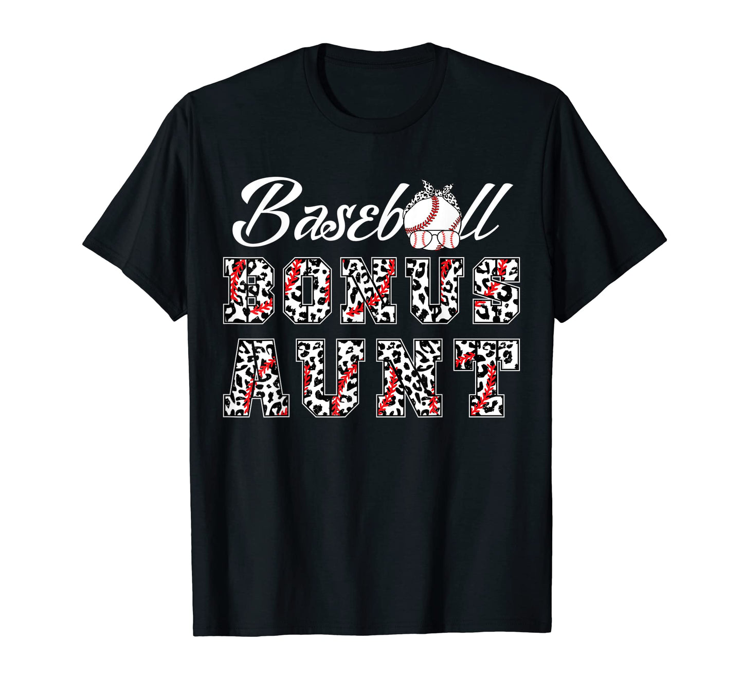 Baseball Bonus Aunt Leopard Game Day T-Shirt - Minimalist Print Men Women - T-Shirt, Sweatshirt, Hoodie