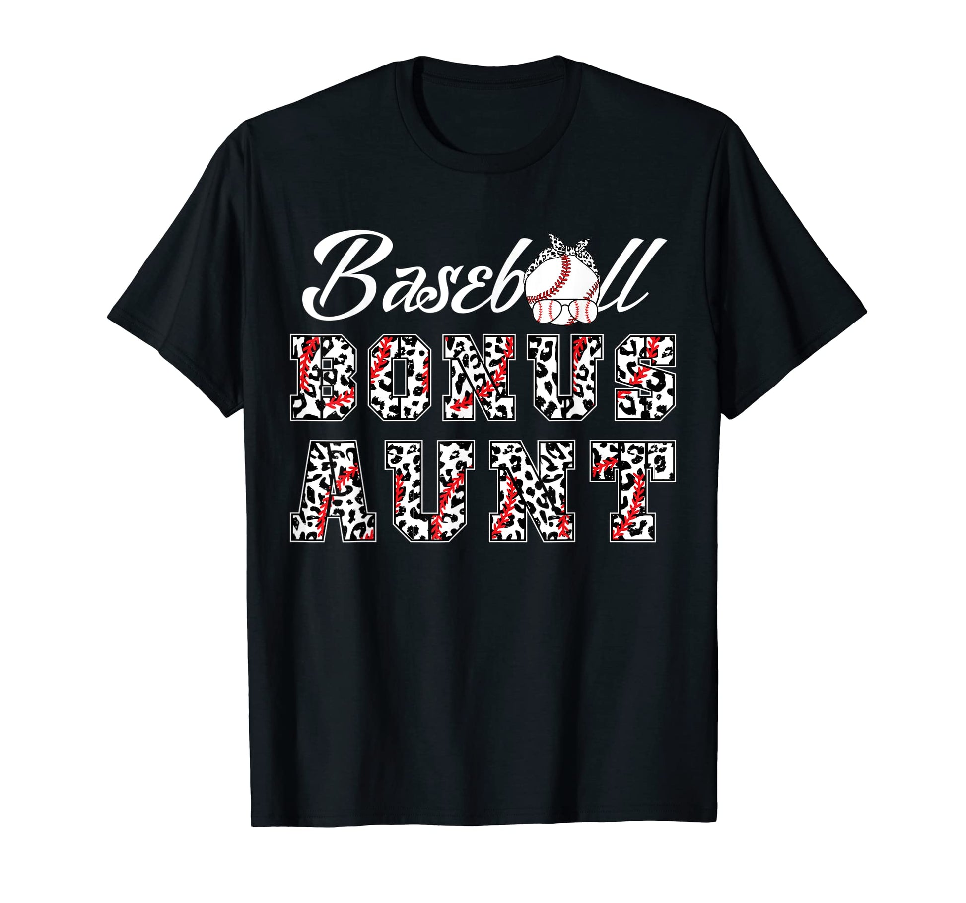 Baseball Bonus Aunt Leopard Game Day T-Shirt - Minimalist Print Men Women - T-Shirt, Sweatshirt, Hoodie