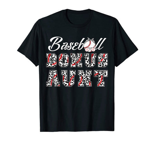 Baseball Bonus Aunt Leopard Game Day T-Shirt - Minimalist Print Men Women - T-Shirt, Sweatshirt, Hoodie