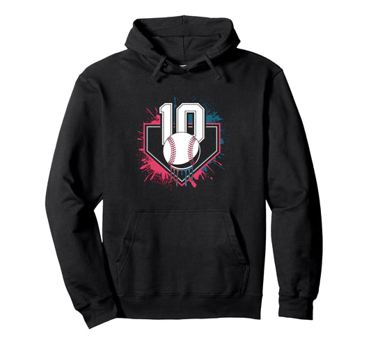 Baseball Drip 10Th Birthday Party 10 Year Hoodie - Novelty Apparel Unisex - T-Shirt, Sweatshirt, Hoodie