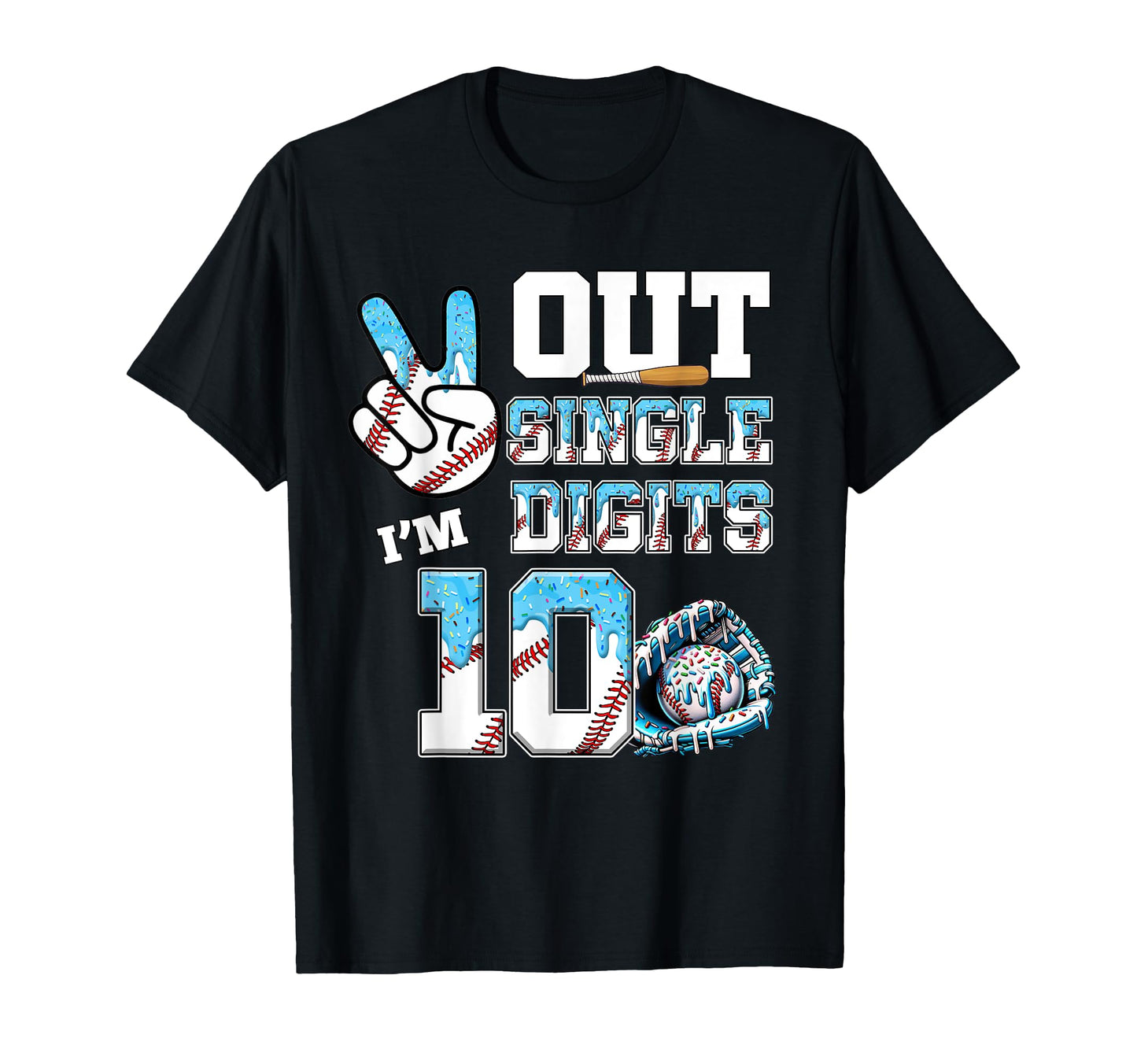 10Th Birthday Baseball Drip T-Shirt - Casual Everyday Wear for Adults - T-Shirt, Sweatshirt, Hoodie