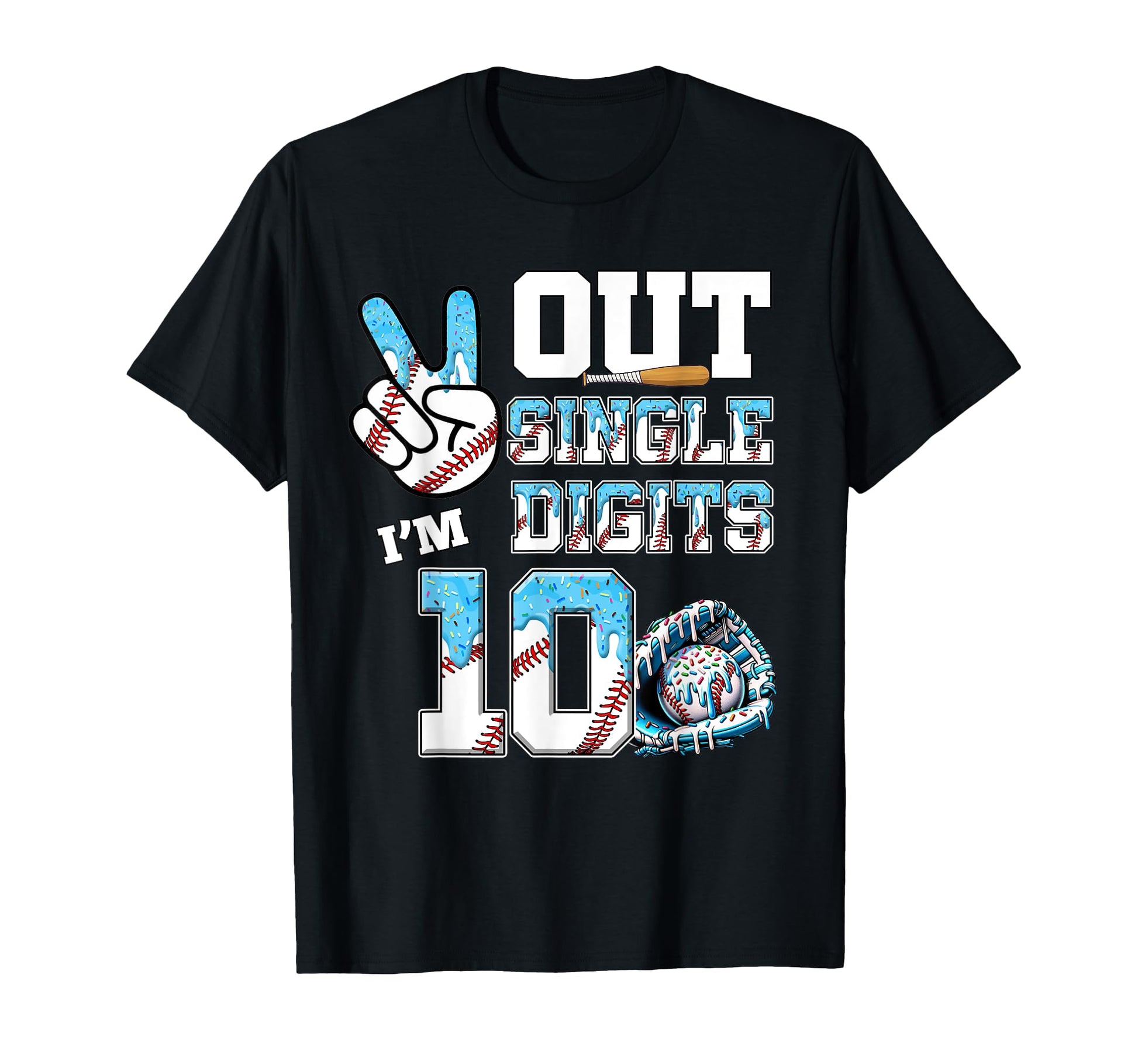 10Th Birthday Baseball Drip T-Shirt - Casual Everyday Wear for Adults - T-Shirt, Sweatshirt, Hoodie