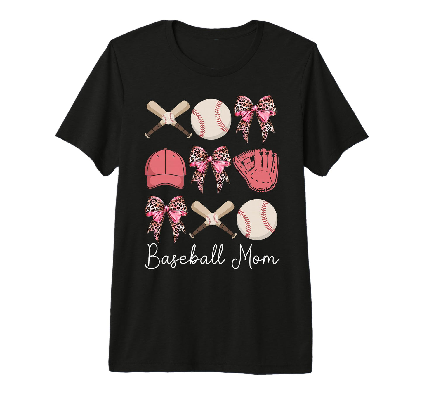 Baseball Mama Coquette Bow Baseball T-Shirt - Novelty Apparel Men Women - T-Shirt, Sweatshirt, Hoodie