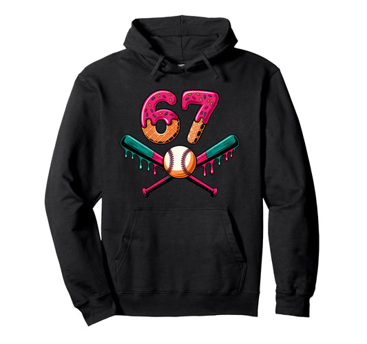 Baseball 67 Ice Cream Drip 67Th Hoodie - Aesthetic Graphic for Adults - T-Shirt, Sweatshirt, Hoodie