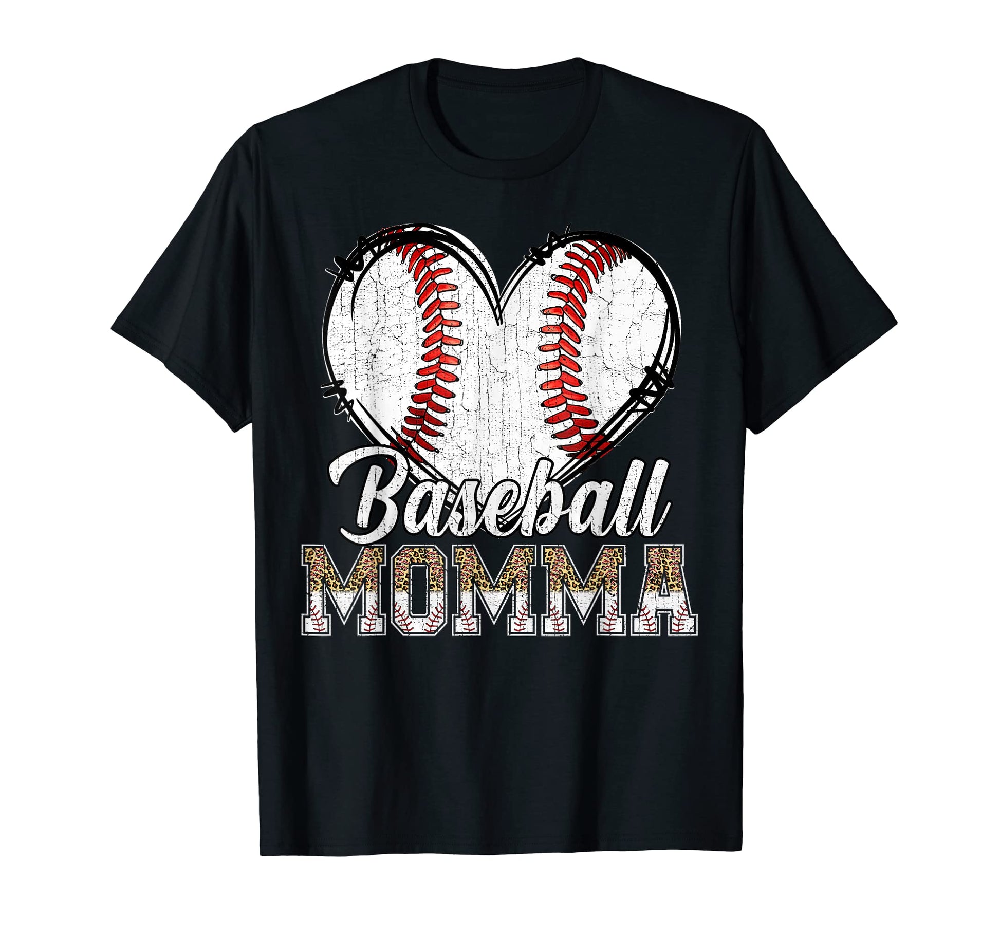 Softball Baseball Momma Heart T-Shirt - Casual Everyday Wear Men Women - T-Shirt, Sweatshirt, Hoodie