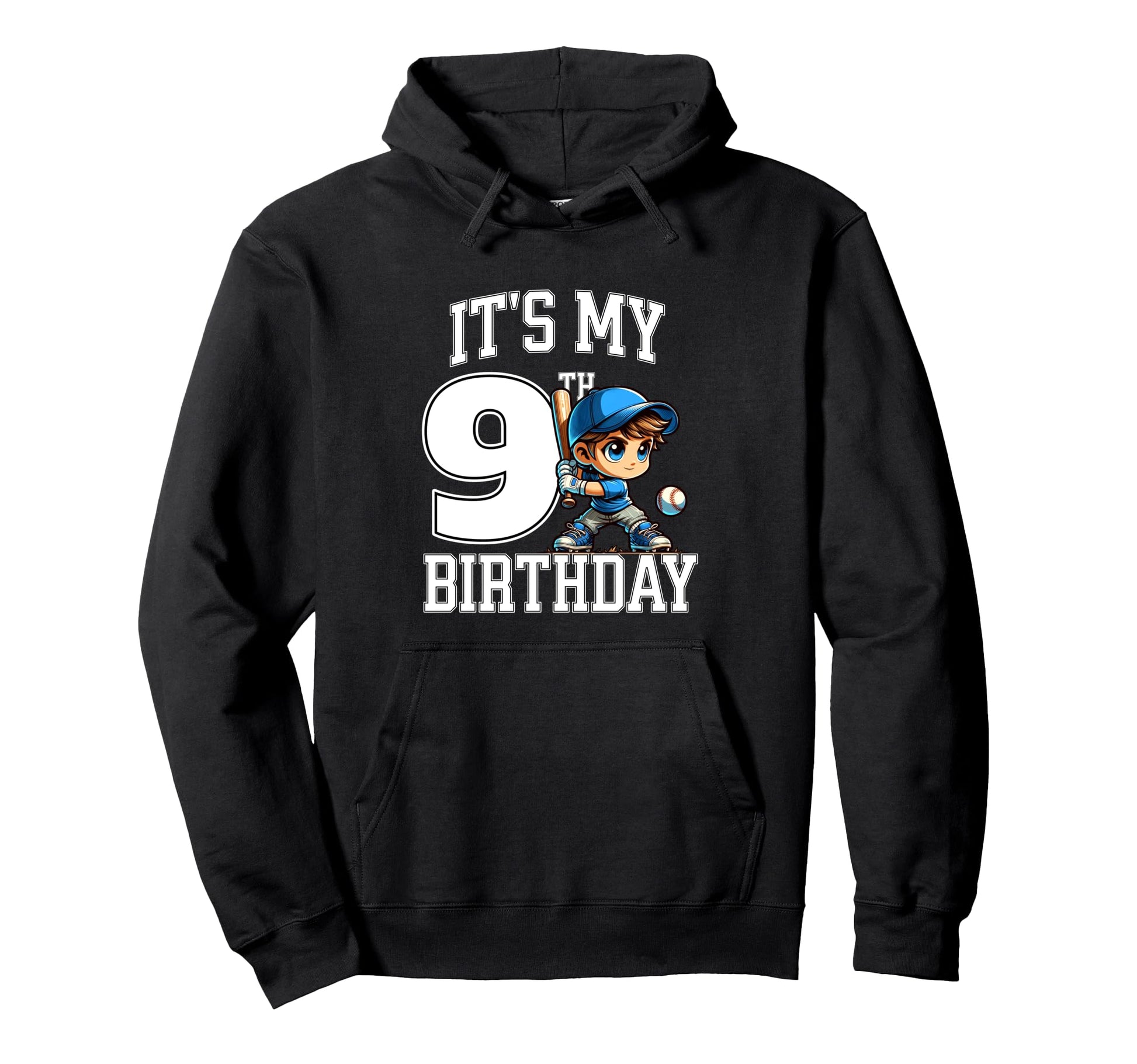 Its My 9Th Birthday Baseball Birthday Hoodie - Trendy Graphic Men Women - T-Shirt, Sweatshirt, Hoodie