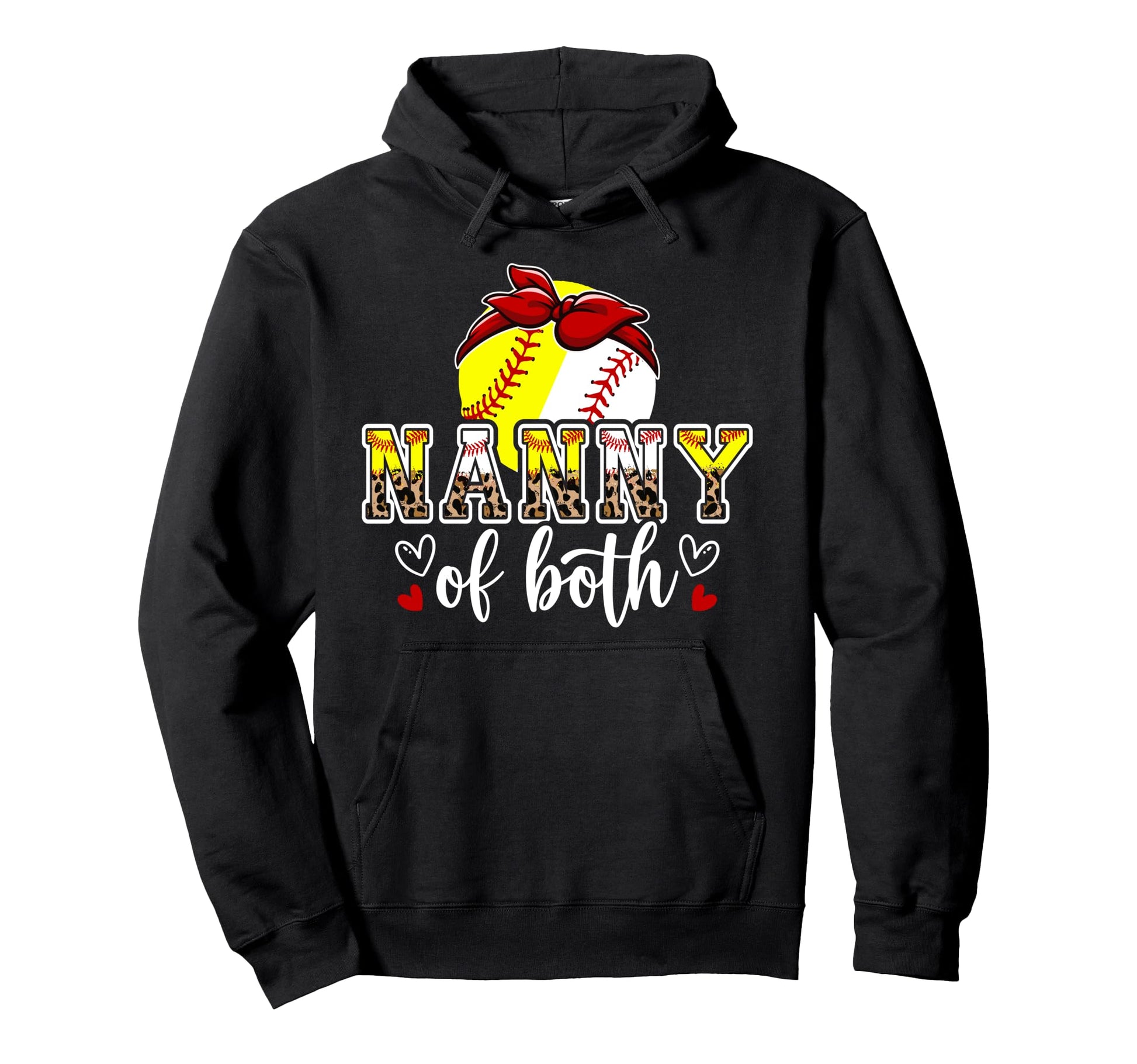 Nanny Both Leopard Softball Baseball Hoodie - Unique Graphic for Adults - T-Shirt, Sweatshirt, Hoodie