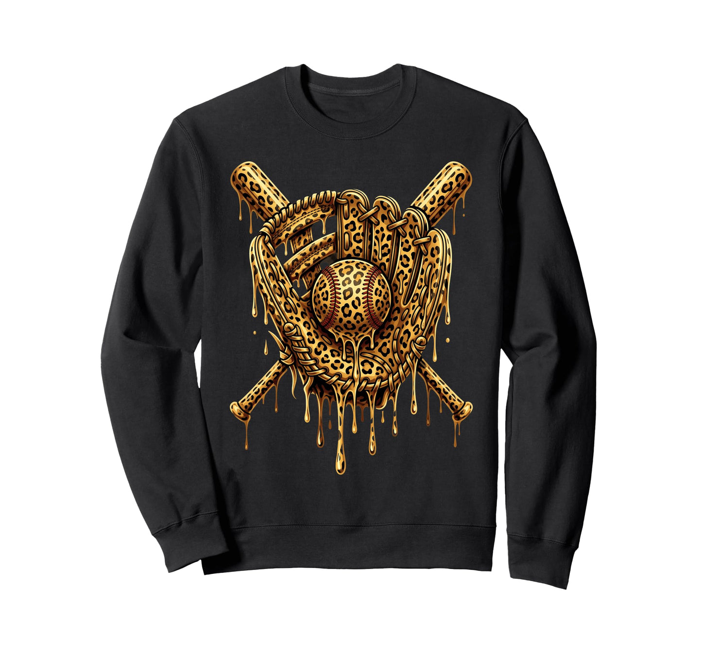 Baseball Drip Leopard Pattern Sweatshirt - Fun Novelty Design Unisex - T-Shirt, Sweatshirt, Hoodie