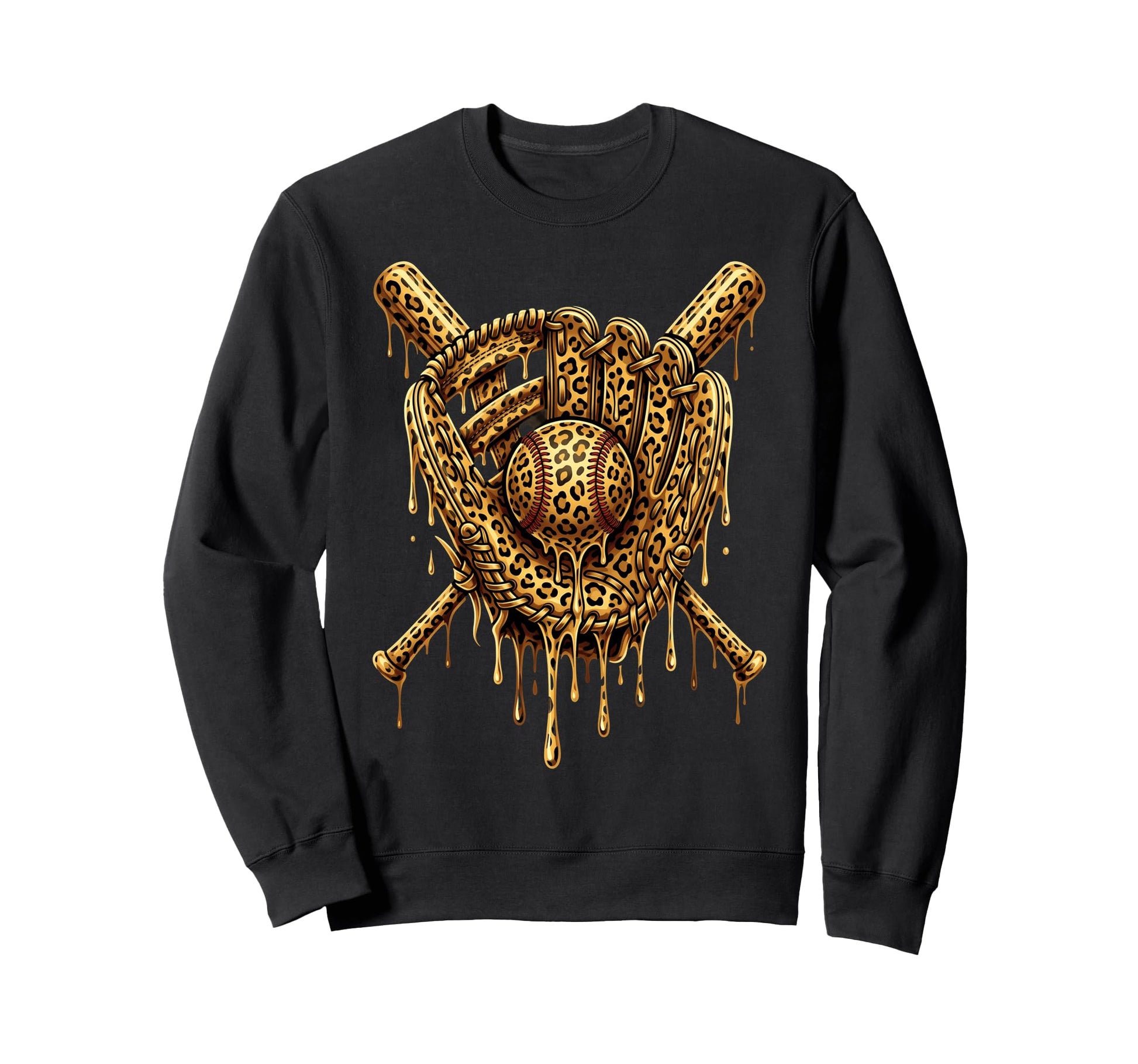 Baseball Drip Leopard Pattern Sweatshirt - Fun Novelty Design Unisex - T-Shirt, Sweatshirt, Hoodie