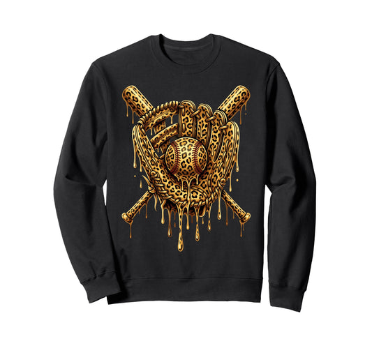 Baseball Drip Leopard Pattern Sweatshirt - Fun Novelty Design Unisex - T-Shirt, Sweatshirt, Hoodie