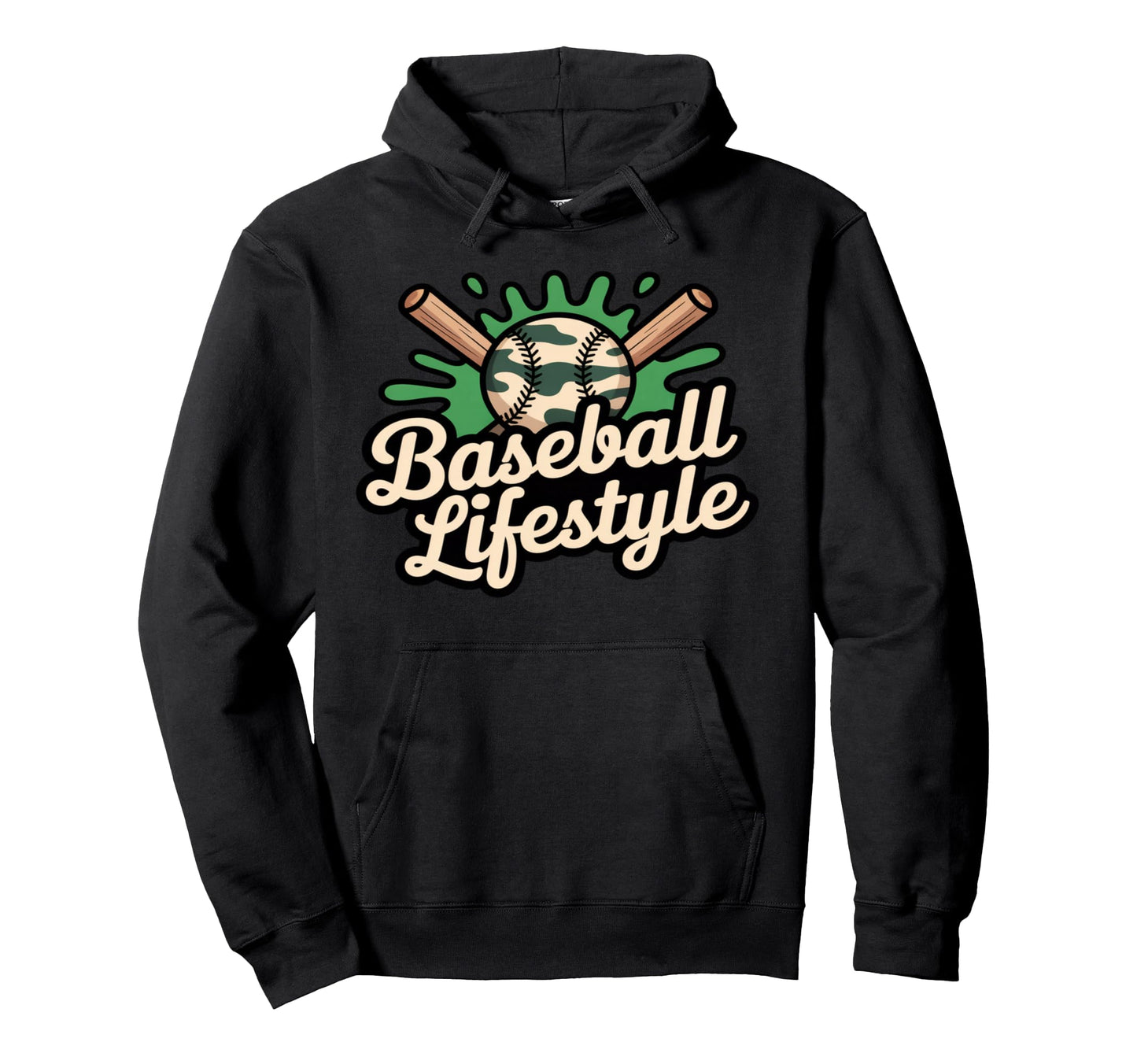 Baseball Lifestyle Crossed Bats Hoodie - Aesthetic Graphic Men Women - T-Shirt, Sweatshirt, Hoodie