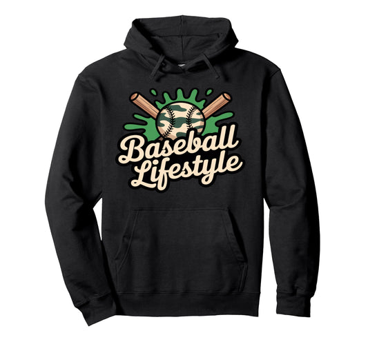 Baseball Lifestyle Crossed Bats Hoodie - Aesthetic Graphic Men Women - T-Shirt, Sweatshirt, Hoodie