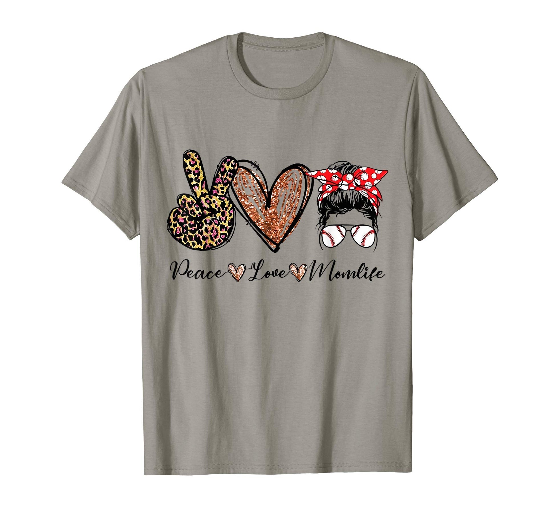 Peace Love Momlife Baseball Messy T-Shirt - Minimalist Print for Adults - T-Shirt, Sweatshirt, Hoodie
