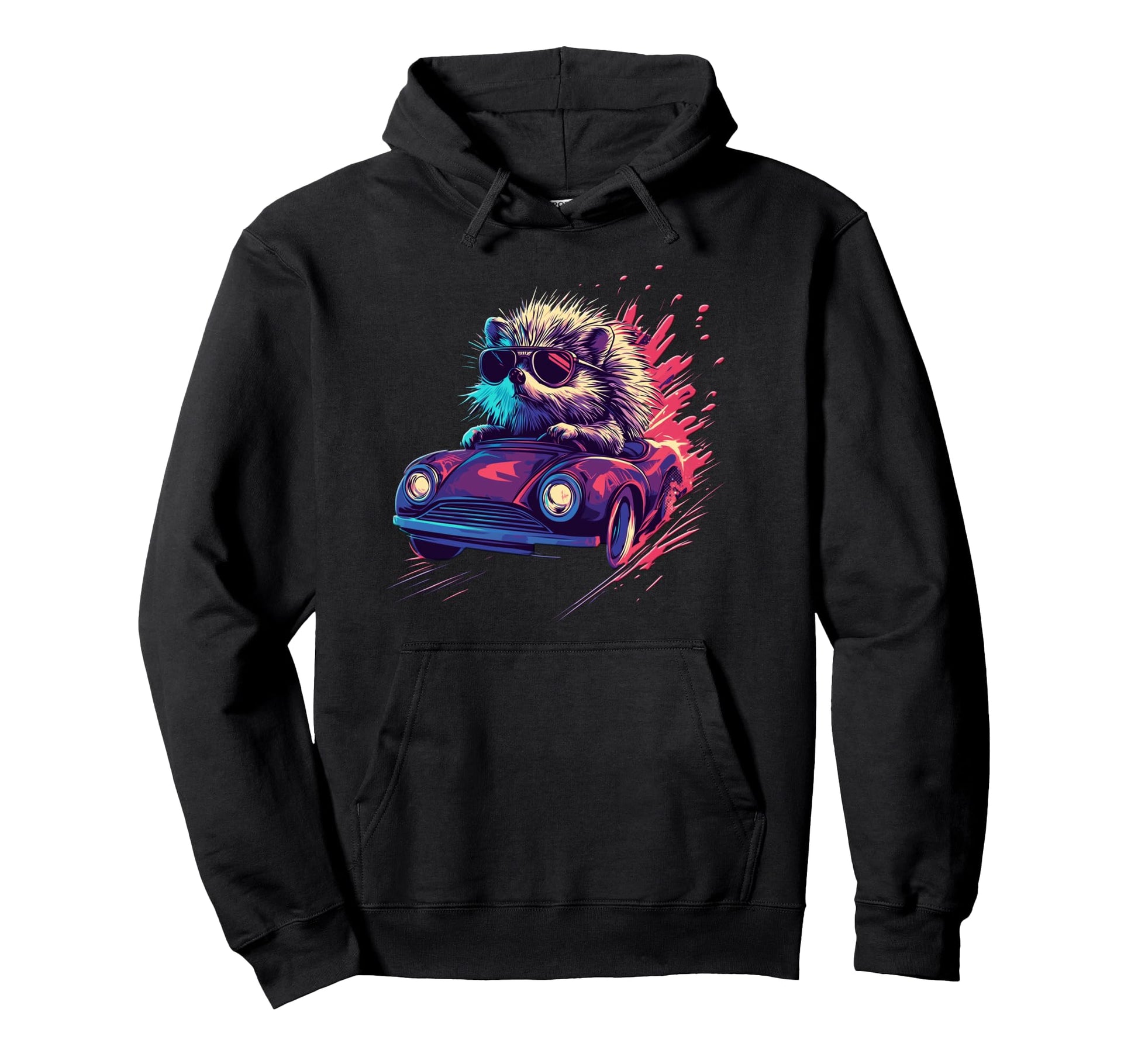 Hedgehog Synthwave Miami 80S Hedgehog Hoodie - Unique Graphic Unisex - T-Shirt, Sweatshirt, Hoodie