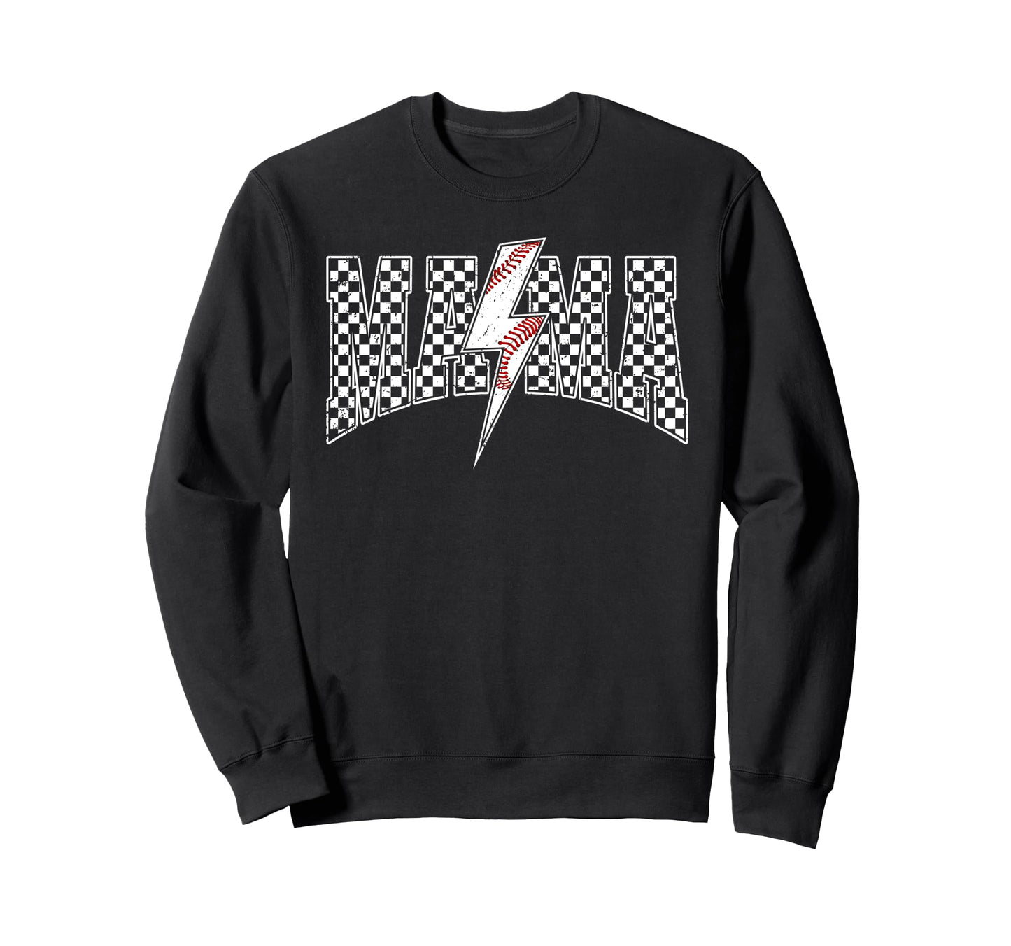 Mama Lightning Bolt Checkered Sweatshirt - Trendy Graphic for Adults - T-Shirt, Sweatshirt, Hoodie
