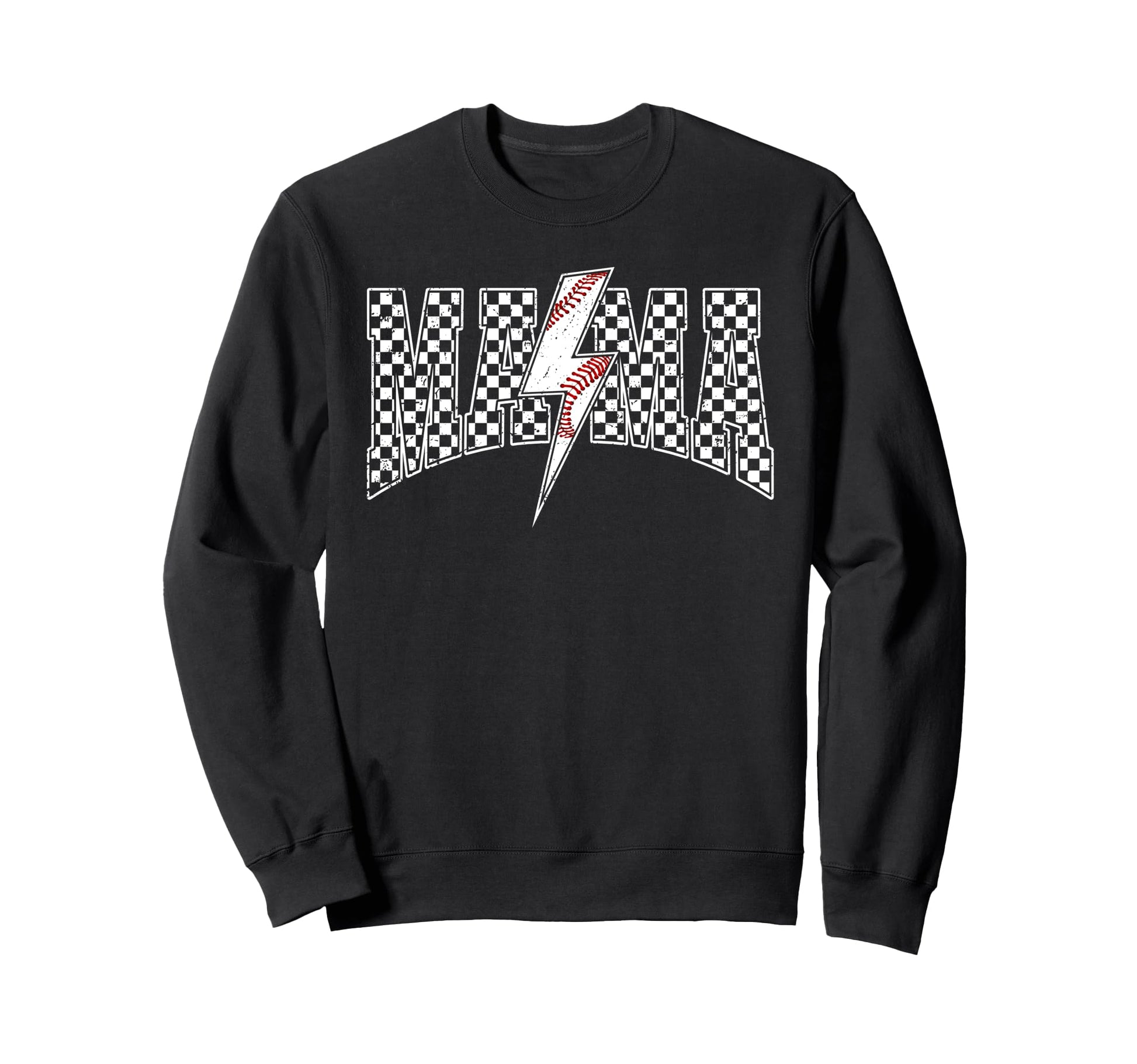 Mama Lightning Bolt Checkered Sweatshirt - Trendy Graphic for Adults - T-Shirt, Sweatshirt, Hoodie