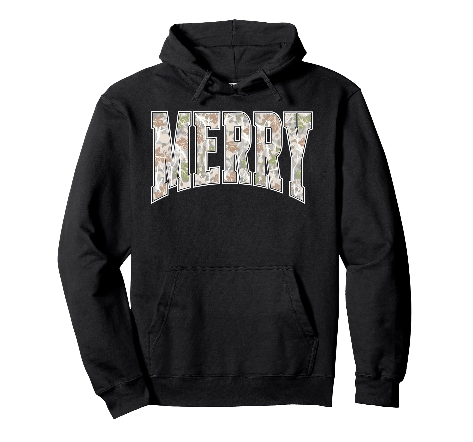 Merry Letter Font Minimal Holiday Hoodie - Novelty Apparel Men Women - T-Shirt, Sweatshirt, Hoodie