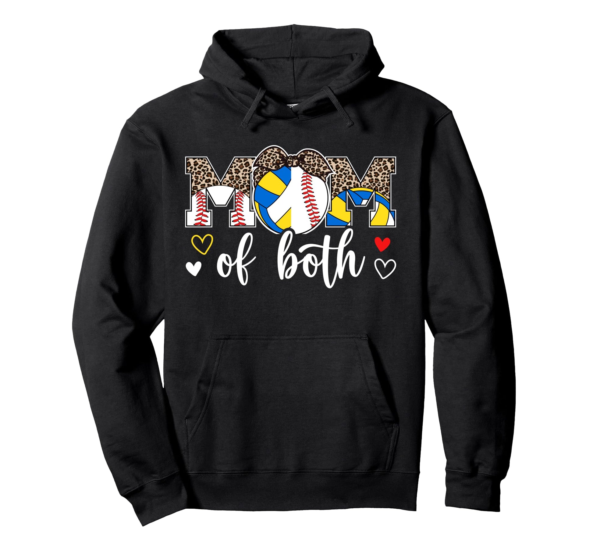 Mom Both Leopard Volleyball Baseball Mom Hoodie - Unique Graphic for Adults - T-Shirt, Sweatshirt, Hoodie