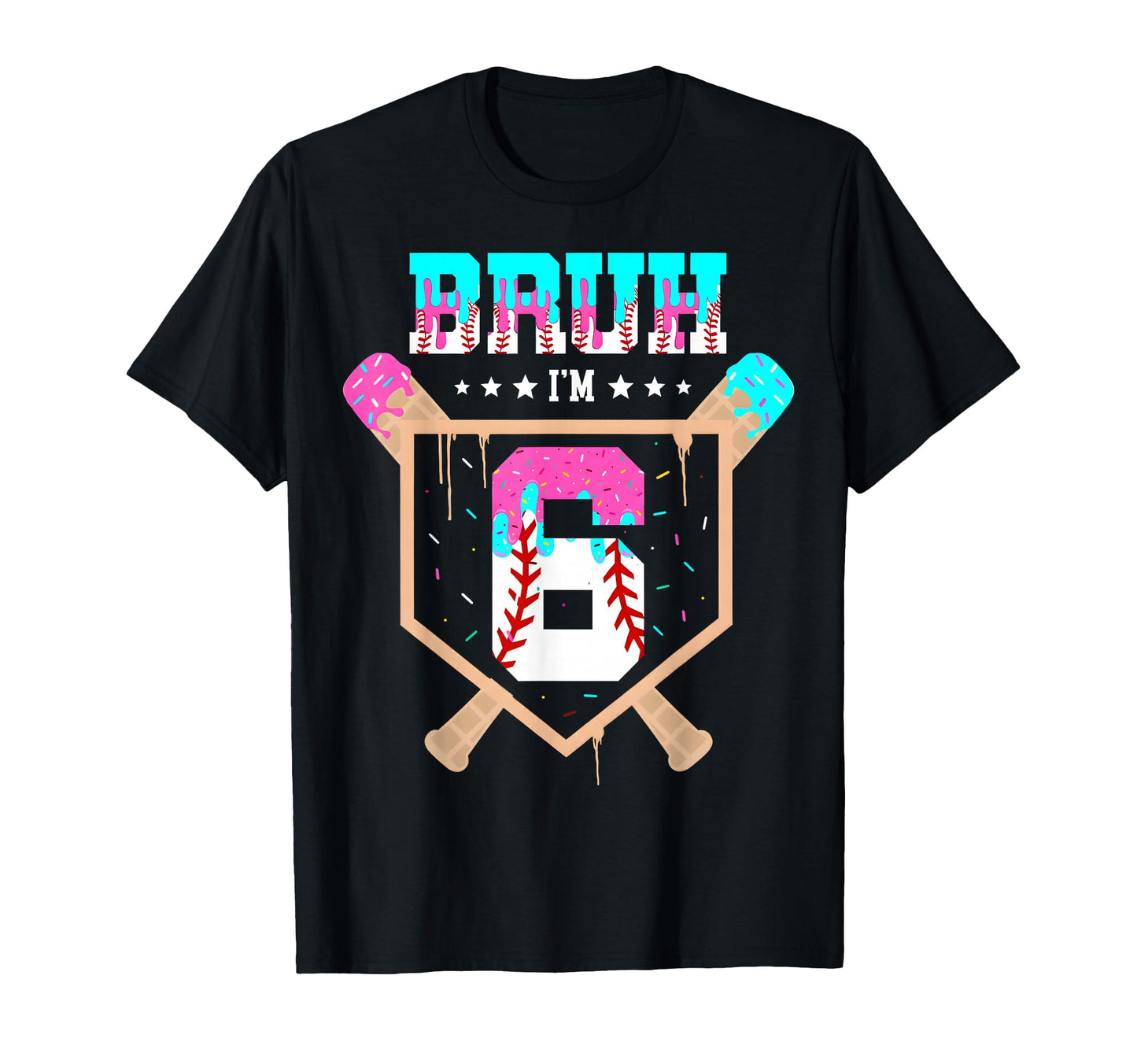Baseball 6 Year Old Ice Cream Drip 6Th T-Shirt - Trendy Graphic Unisex - T-Shirt, Sweatshirt, Hoodie