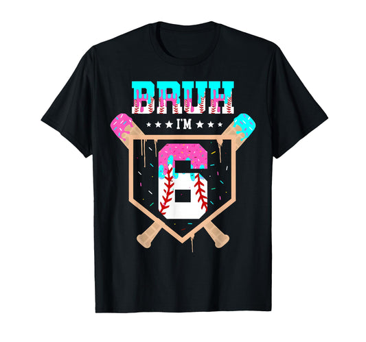 Baseball 6 Year Old Ice Cream Drip 6Th T-Shirt - Trendy Graphic Unisex - T-Shirt, Sweatshirt, Hoodie