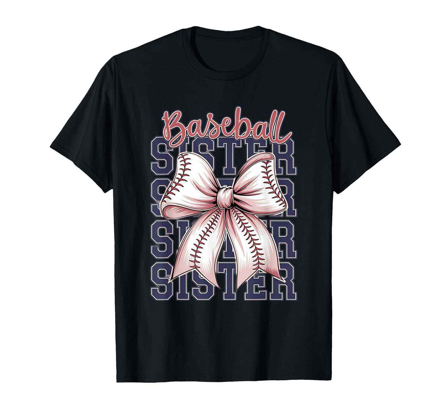 Baseball Sister Coquette Bow T-Shirt - Fun Novelty Design for Adults - T-Shirt, Sweatshirt, Hoodie