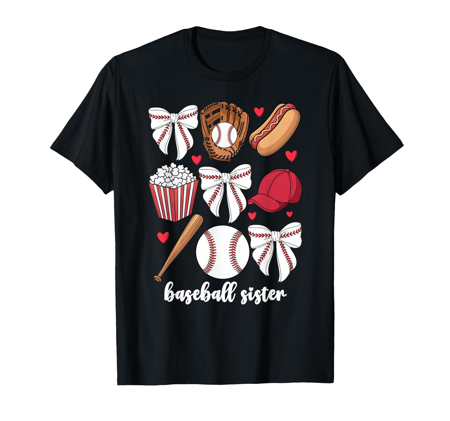 Baseball Sister Coquette Bow T-Shirt - Custom Art Print for Adults - T-Shirt, Sweatshirt, Hoodie