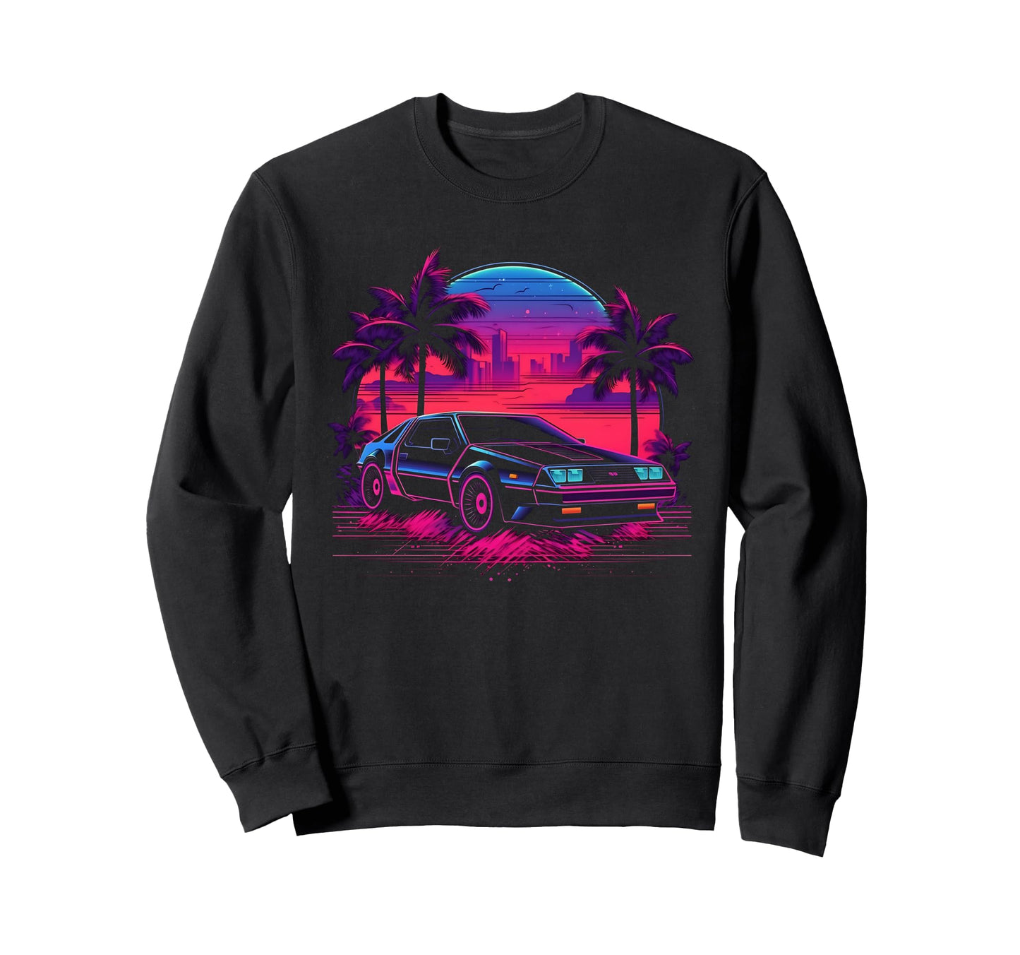 80S Synthwave Sports Car Sweatshirt - Unique Graphic for Adults - T-Shirt, Sweatshirt, Hoodie