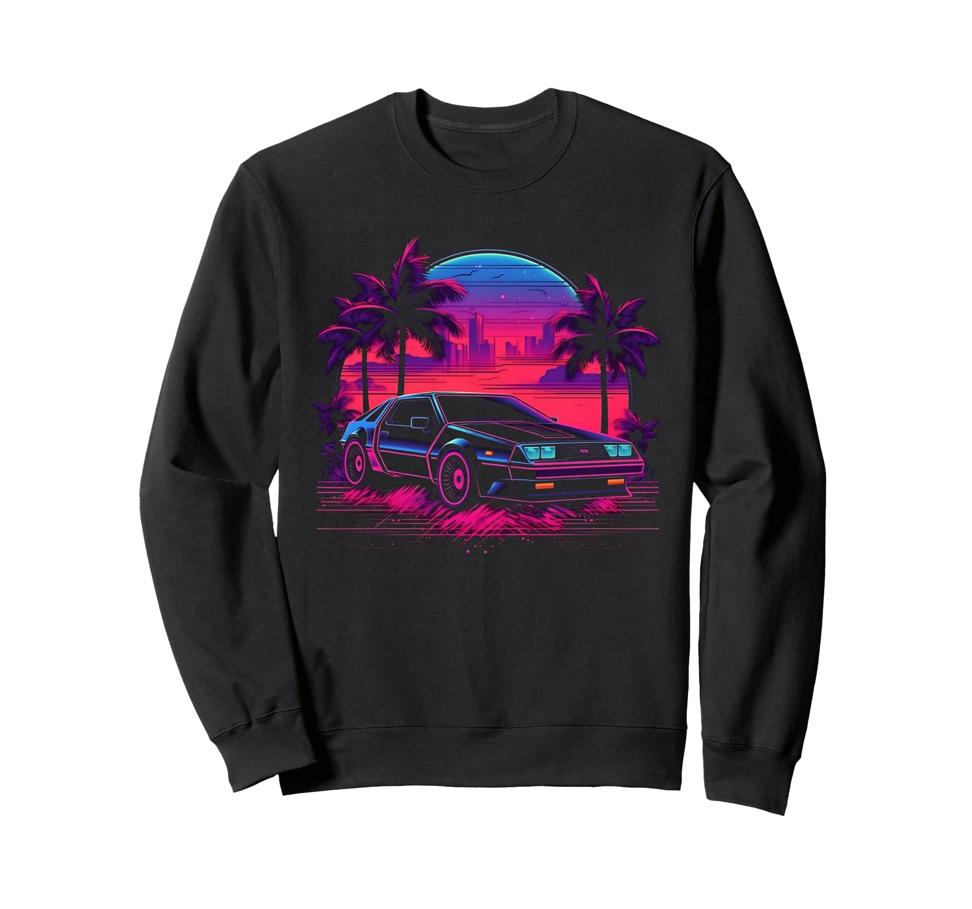 80S Synthwave Sports Car Sweatshirt - Unique Graphic for Adults - T-Shirt, Sweatshirt, Hoodie