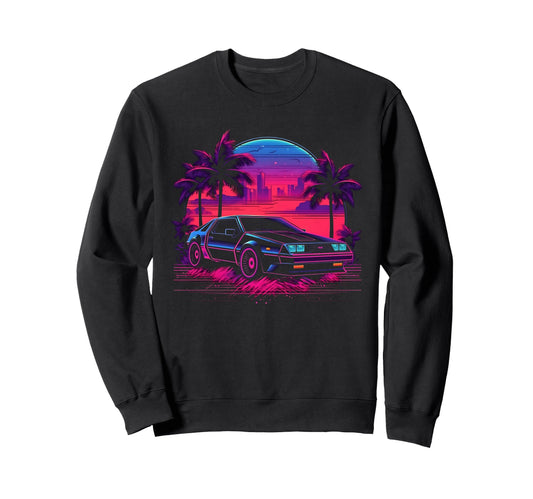 80S Synthwave Sports Car Sweatshirt - Unique Graphic for Adults - T-Shirt, Sweatshirt, Hoodie